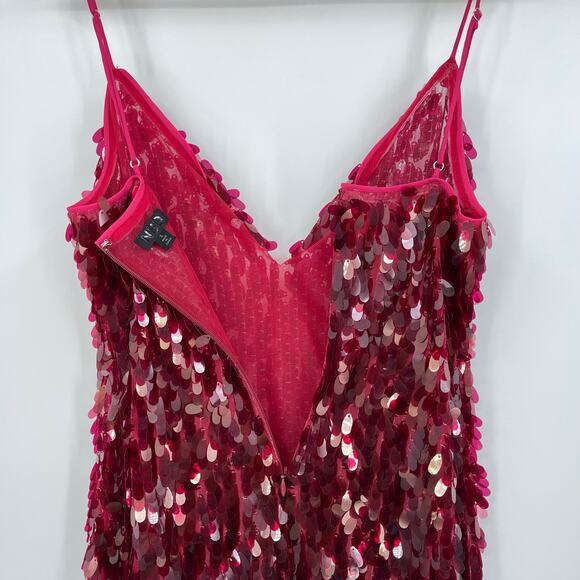 NBD | Ruby Red Sequin Paillettes Maxi Slip Dress S - Picture 9 of 16